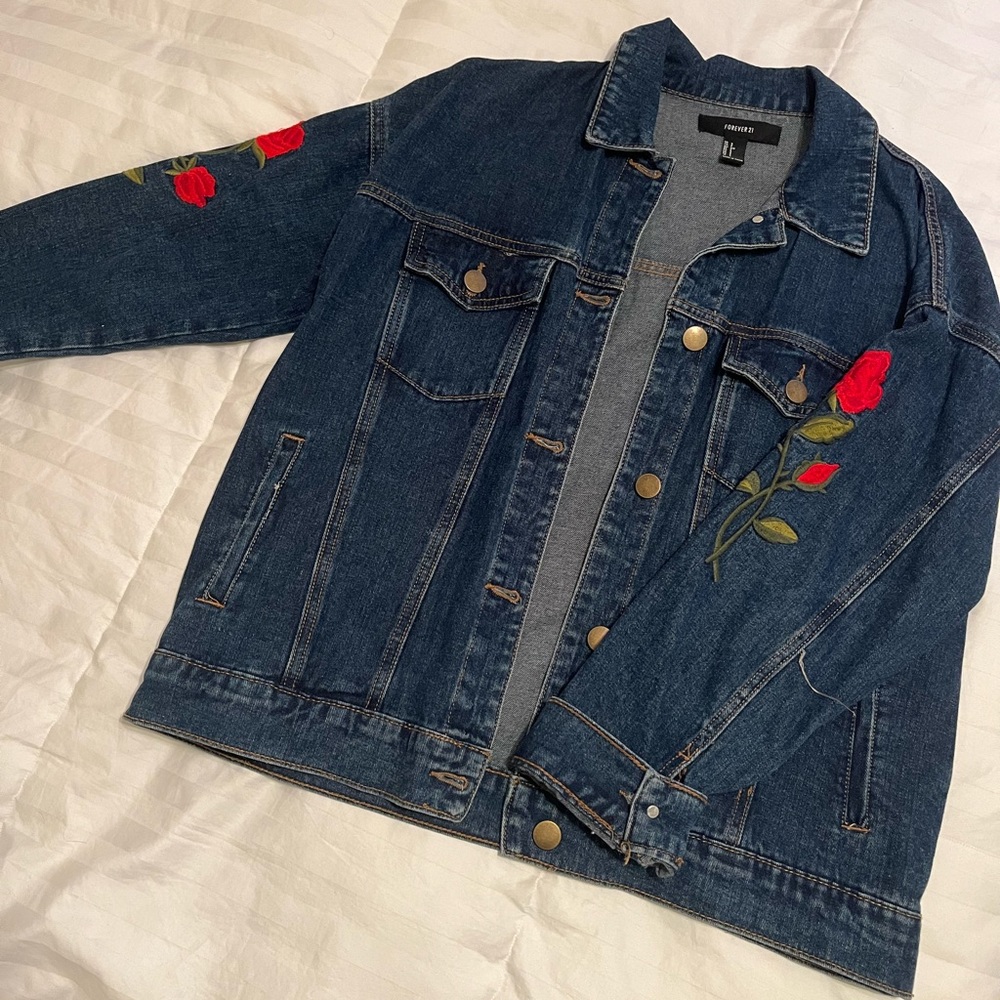 Embroidered Floral Jean Jacket